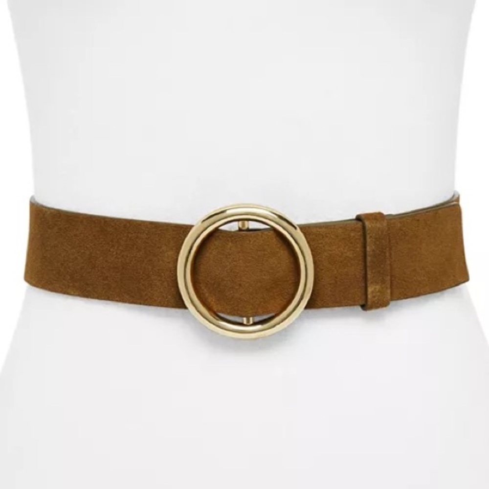 Frame Cargo Green Suede Gold Hardware Adjustable O Ring Belt LWBT0065 Sz Medium